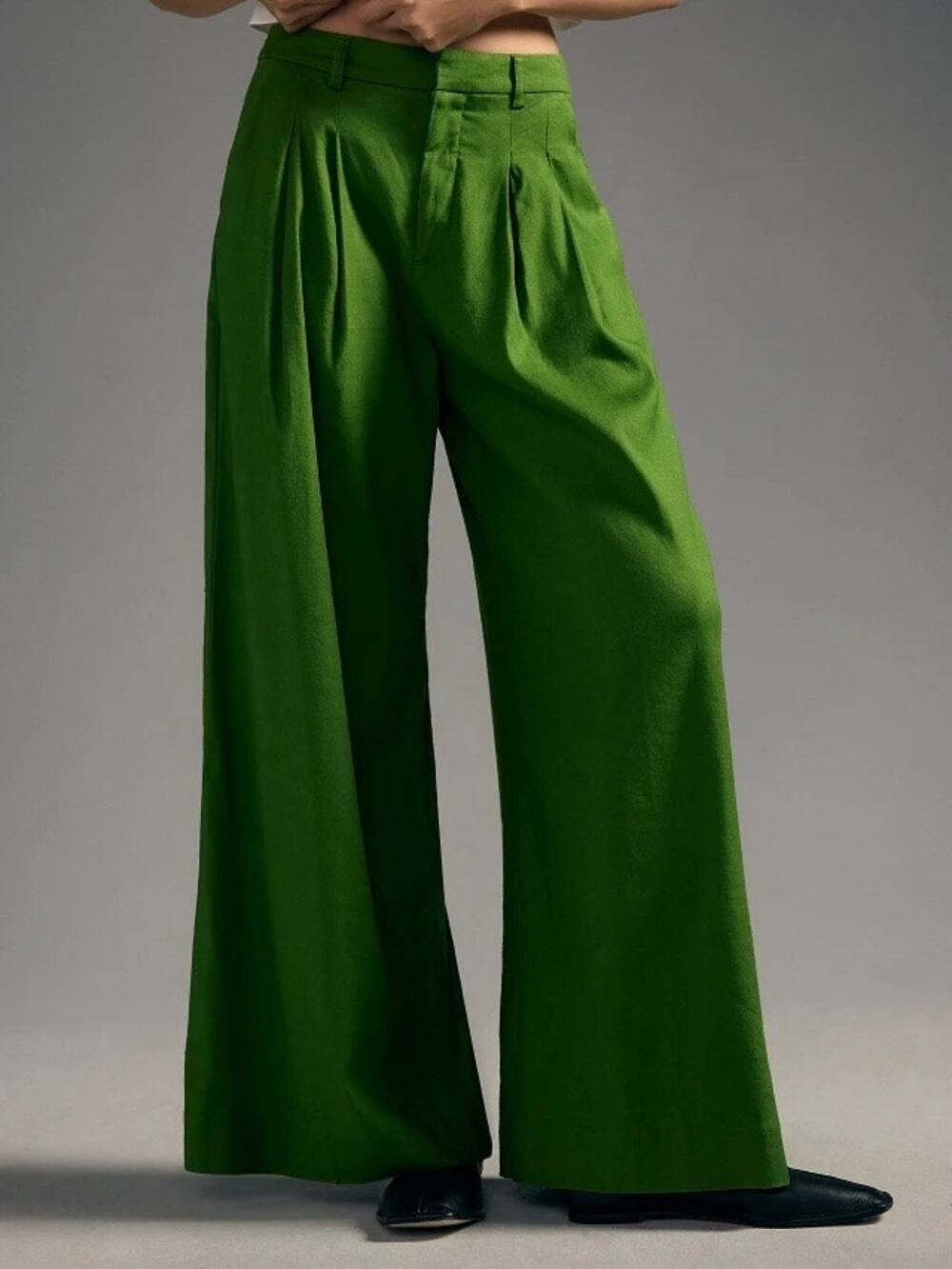 Anthropologie Wide-Leg Trousers in Kelly Green